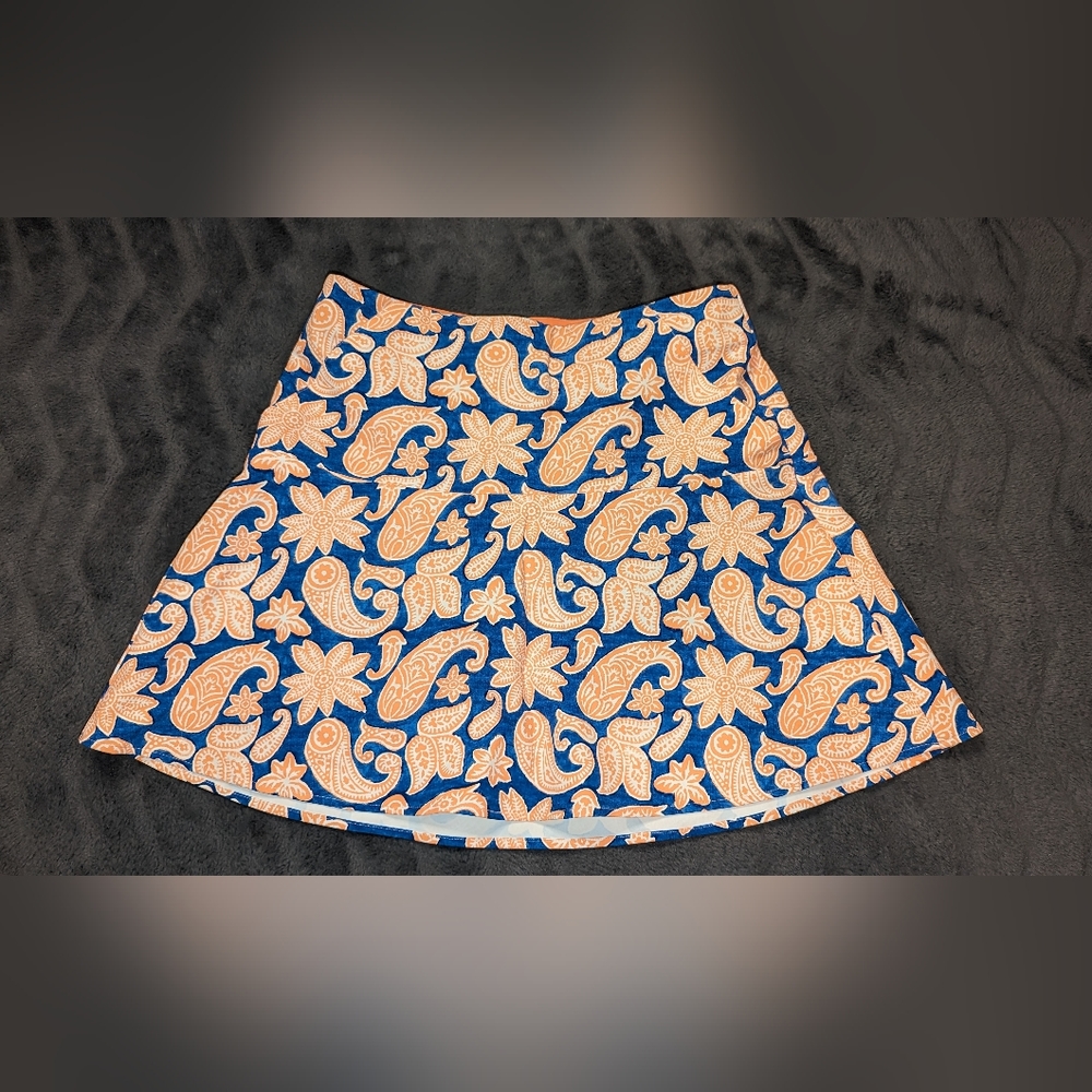 NEW Polo Golf Ralph Lauren Flounced Skort Skirt Blue Orange Paisley Womens small